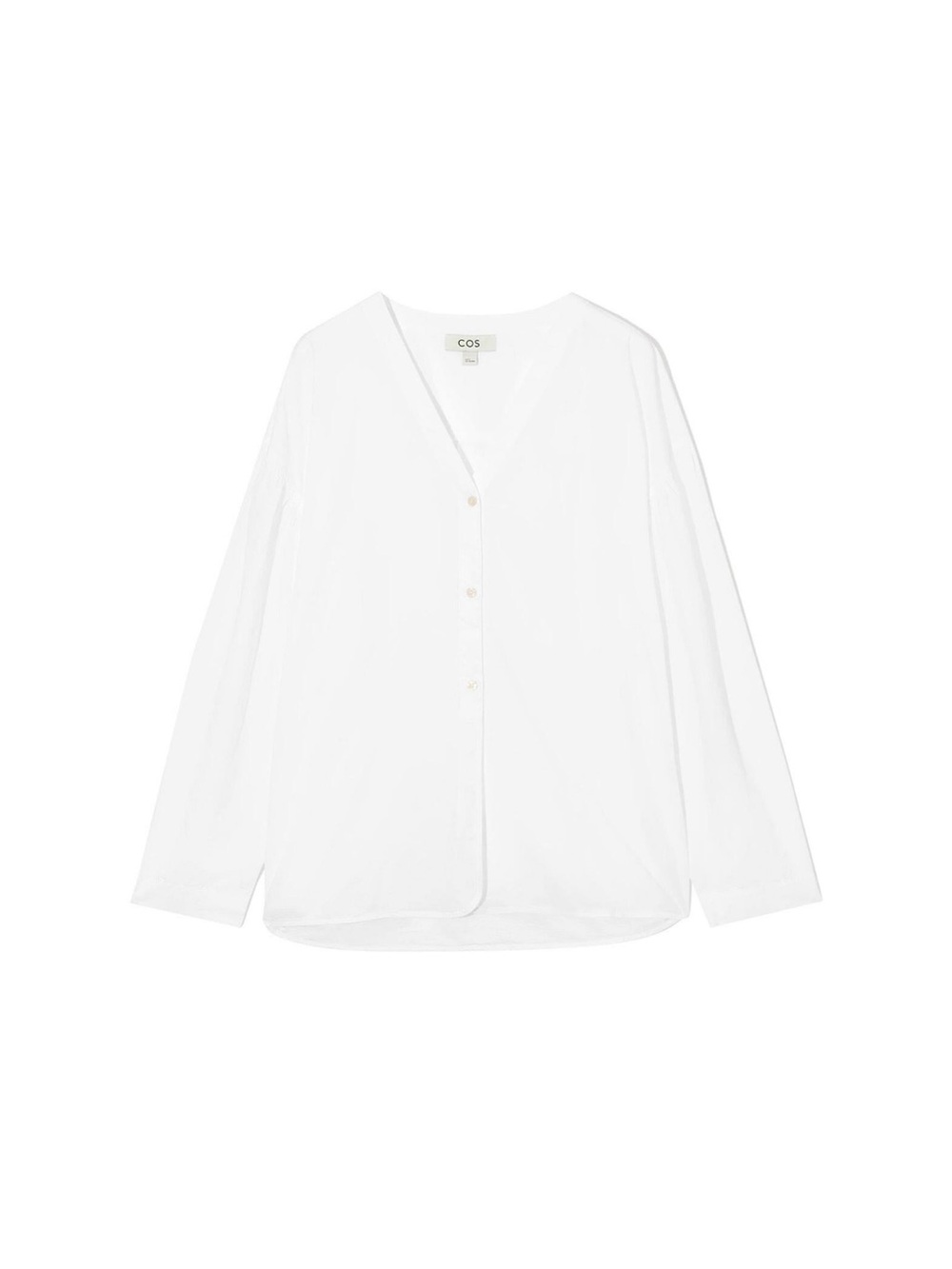 COS Relaxed V-Neck Cotton Blouse | White | Size L